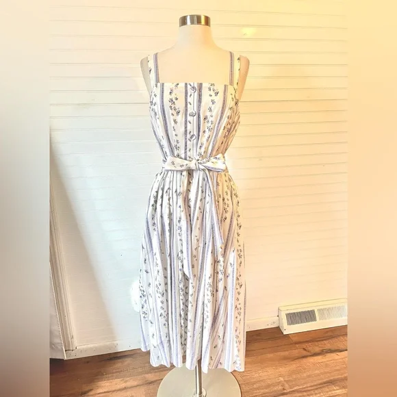 Antonio Melani Dainty Floral Strip Linen Daniela Jumper Dress NWT Size 10 - Picture 1 of 9